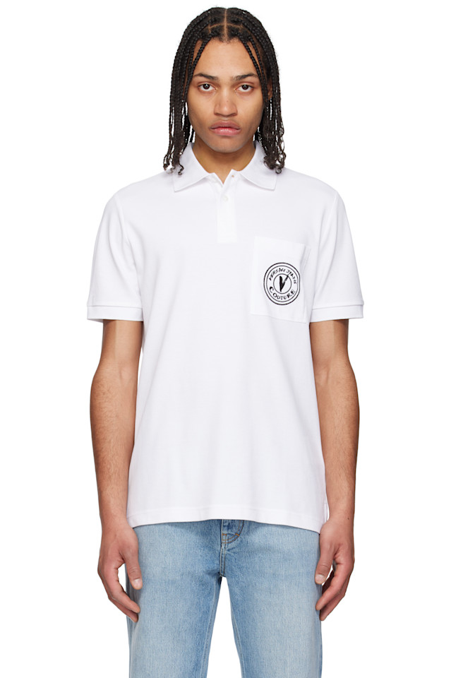 

Поло с вышитым логотипом Versace Jeans Couture, белый