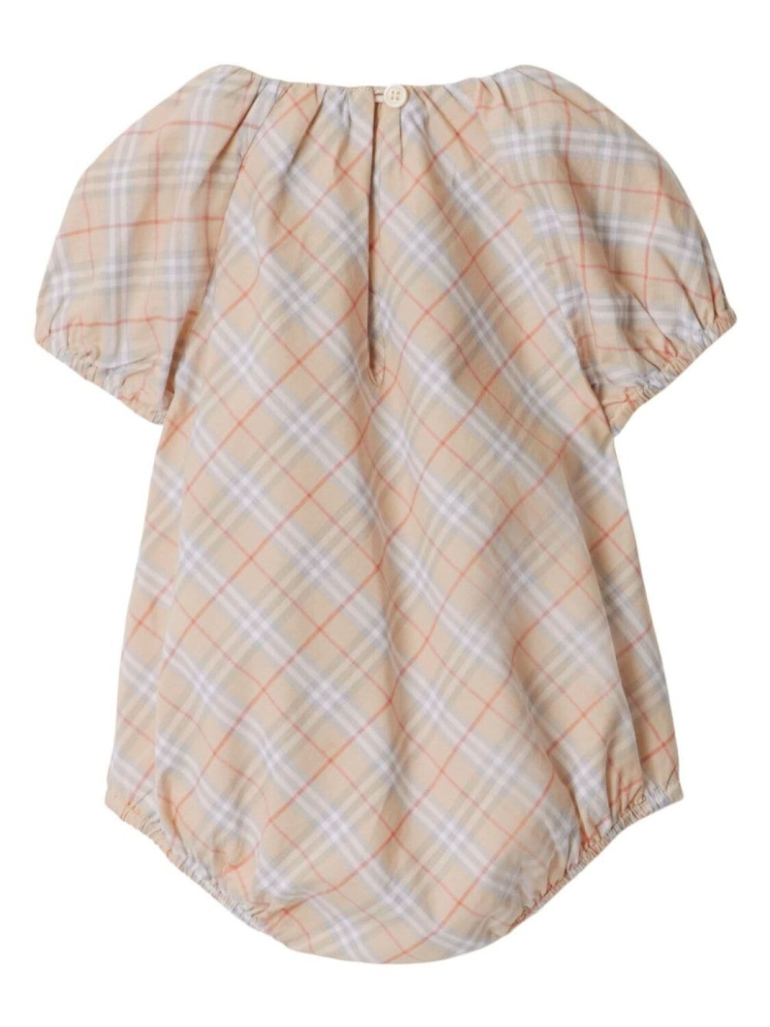 Хлопковое боди в клетку Burberry Kids, бежевый — фото 2