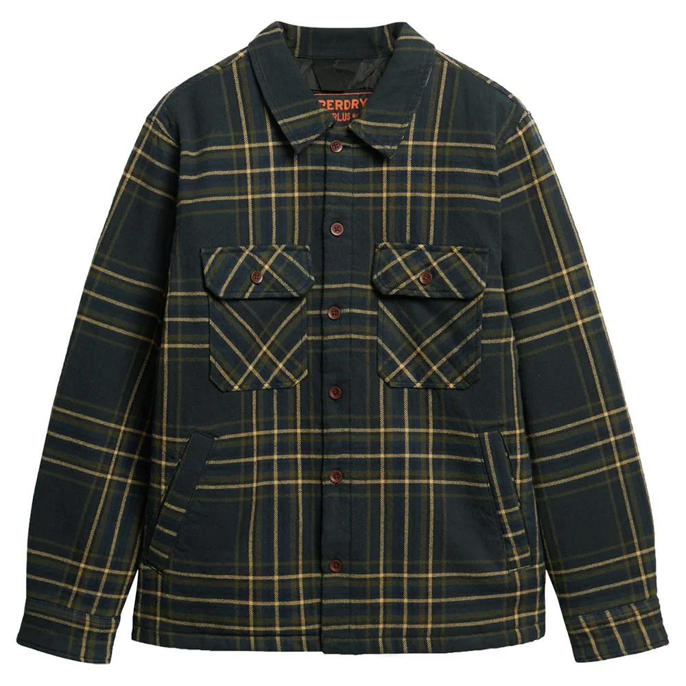 

Верхняя рубашка Superdry Surplus Check Quilt, зеленый