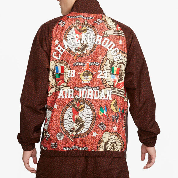 Куртка Air Jordan x Maison Chateau Rouge Crossover Printing Splicing Half Zipper Stand Collar Jacket US Edition Light Yellow, желтый — фото 4