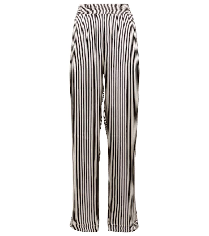 

Полосатые атласные брюки с высокой талией Victoria Beckham, Black/Off White Ss22p