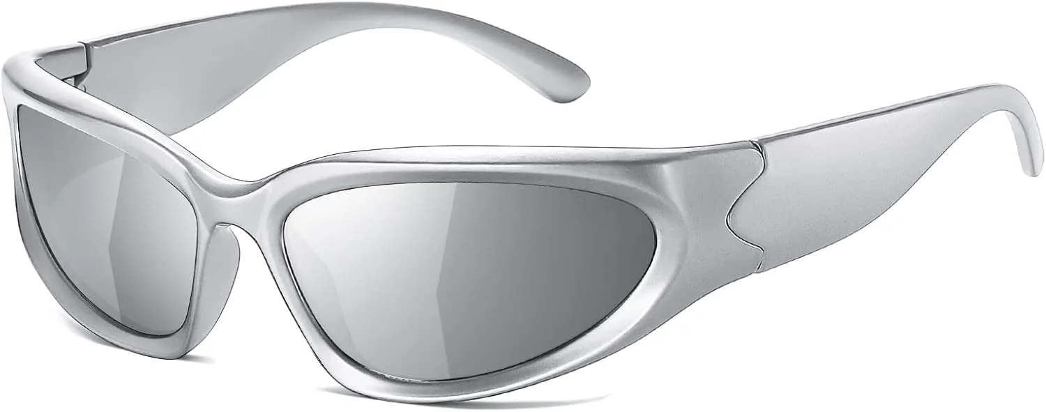 

Солнцезащитные очки JASPIN Y2K с обтекаемой формой для женщин и мужчин, серебристые, овальные, модные, спортивные, с защитой от УФ-излучения, A9/Sliver2sliver1