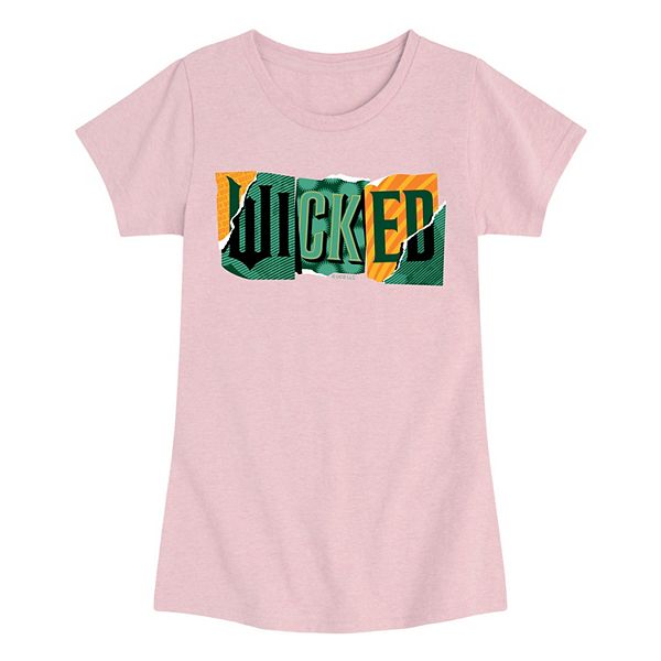 

Футболка с принтом Wicked for Good и рваным принтом для девочек 7-16 лет Licensed Character, Heather Pink