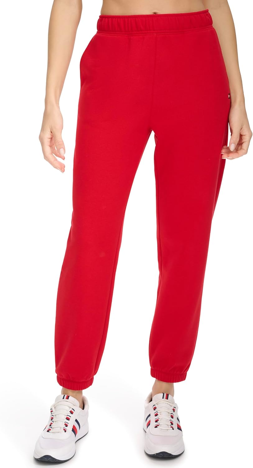 

Женские флисовые джоггеры Tommy Hilfiger с вышитым флагом и эластичным поясом, Rich Red