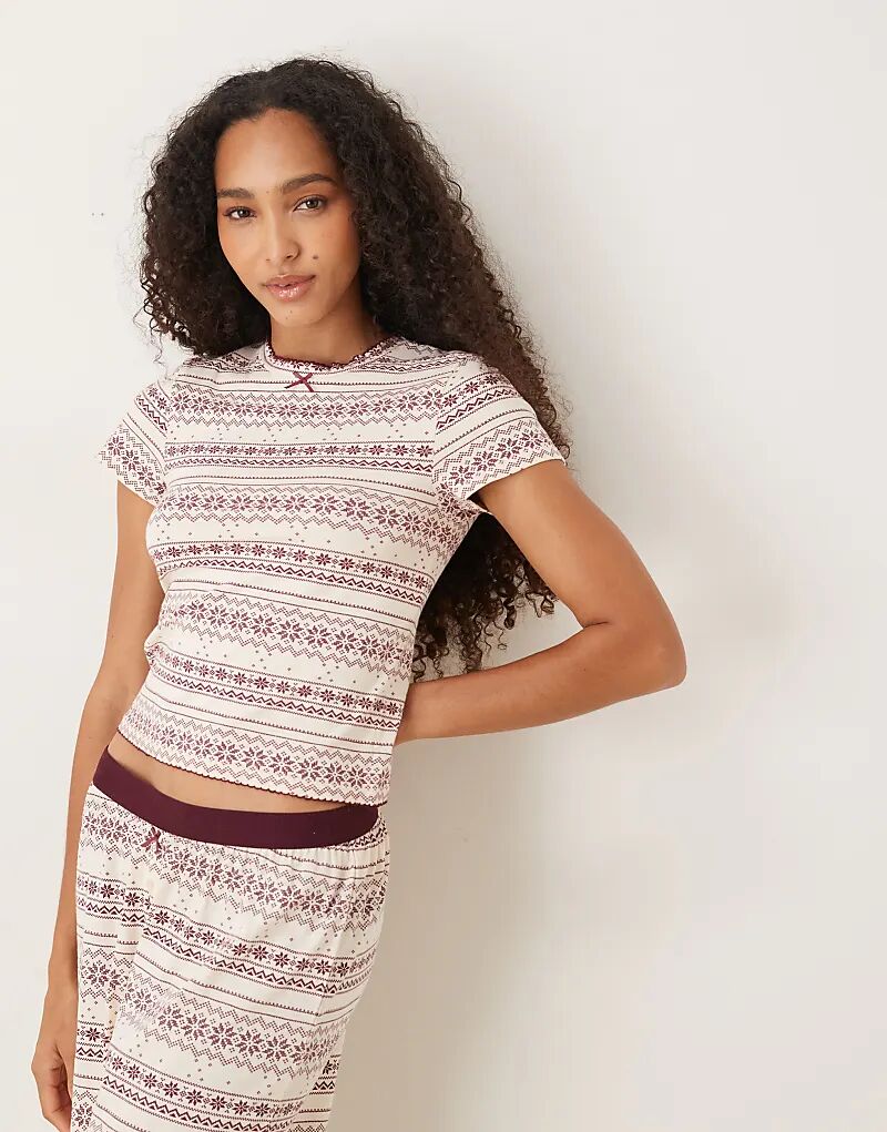 

Детская пижамная футболка ASOS DESIGN Mix & Match с красным принтом Фэйр-Айл