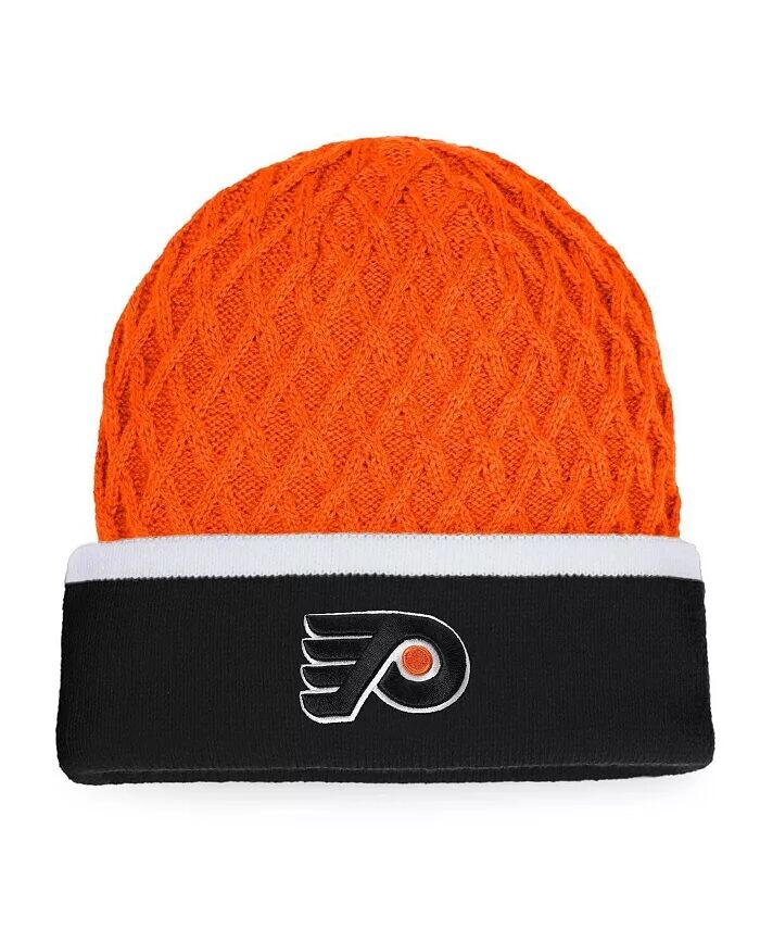 

Мужская оранжево-черная вязаная шляпа Philadelphia Flyers Iconic в полоску с манжетами Fanatics