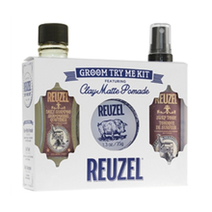 

Clay Matte Pomade Groom Try Me Kit — подарочный набор средств по уходу за волосами для мужчин Reuzel
