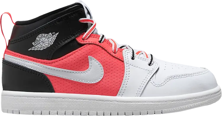 

Кроссовки Air Jordan 1 Mid SE PS 'White Infrared', черный