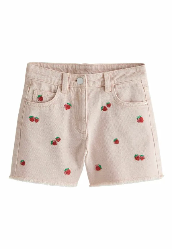 Джинсовые шорты прямого кроя с вышивкой Next, Pink Strawberry