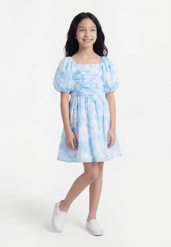 Платье emerson puff day Abercrombie & Fitch, White/Blue
