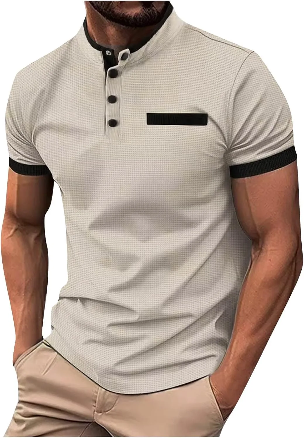 

Polo футболка для мужчин Big and Tall с коротким рукавом, Waffle, Breathable, Quick Dry fnnxeal