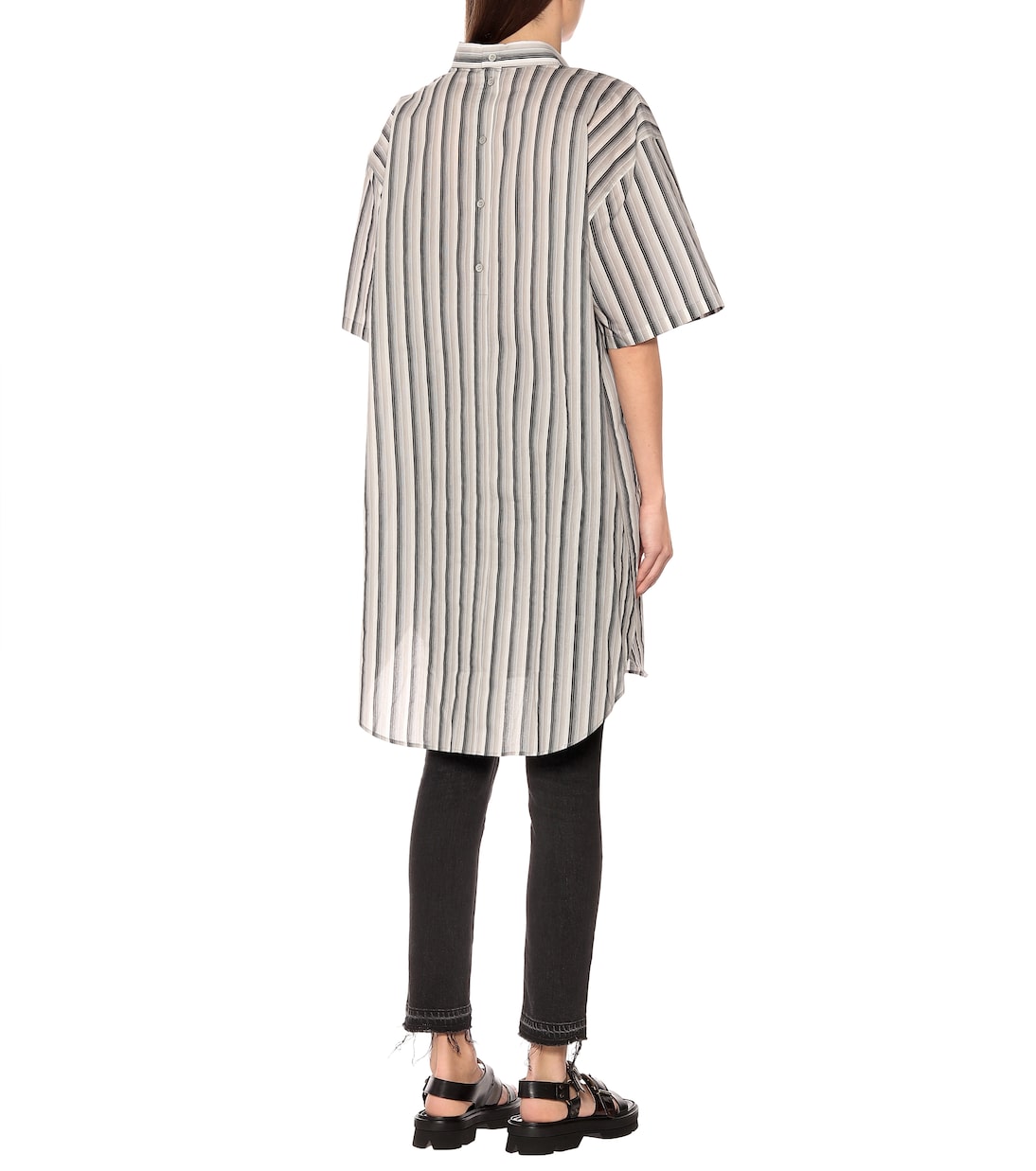 Полосатая рубашка из смесового хлопка Acne Studios, Platinum Grey — фото 3
