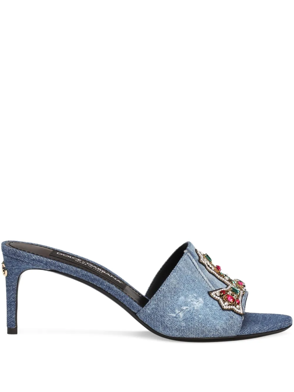 Джинсовые мюли с вышивкой DOLCE & GABBANA, синий