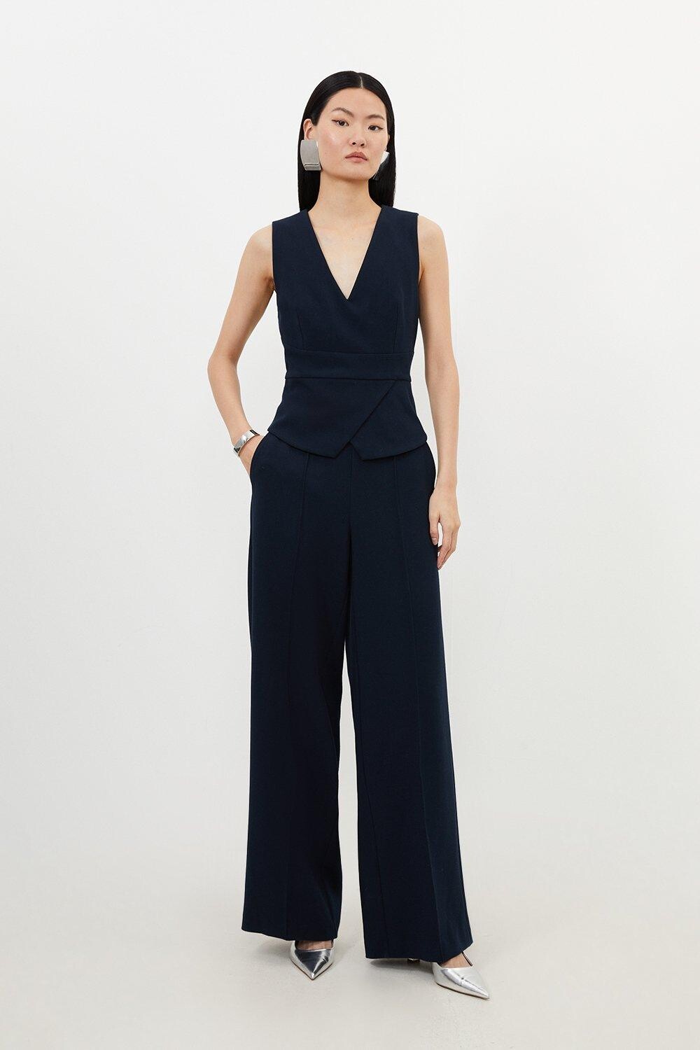 

Индивидуальные широкие брюки Karen Millen, темно-синий