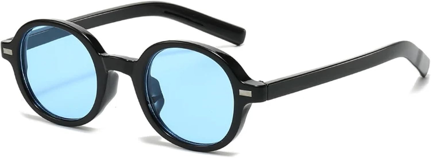 

Круглые солнцезащитные очки для женщин и мужчин, модные, с прозрачными линзами с градиентом «океан», защитой от УФ-излучения UV400, в стиле ретро-панк с заклепками UATXTAU, Black Blue