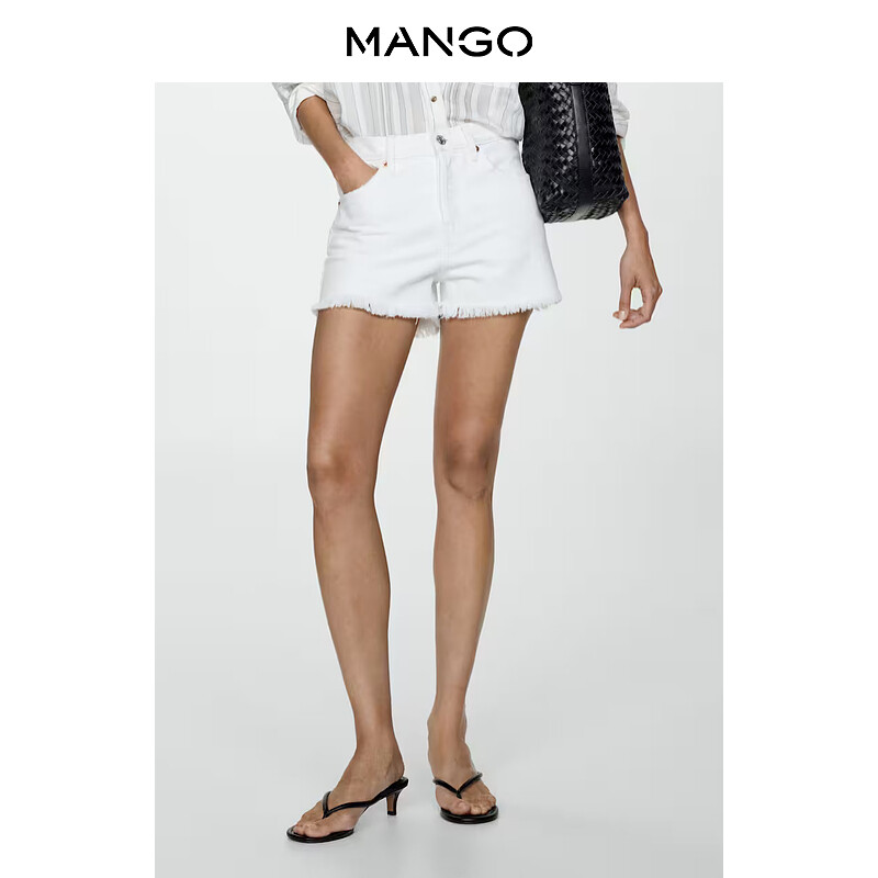 

Женские шорты Mango джинсовые с потертостями, белый