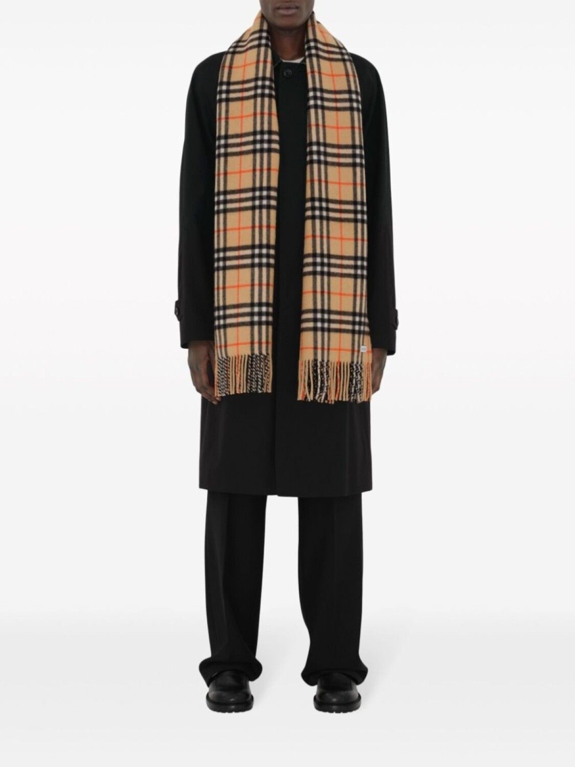 Burberry кашемировый шарф в клетку Vintage Check, нейтральный цвет — фото 3