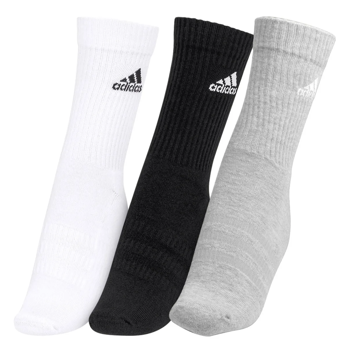 Носки Crew Unisex 3 Pack Adidas, 3 pack (medium heather серый+белый+черный) — фото 3