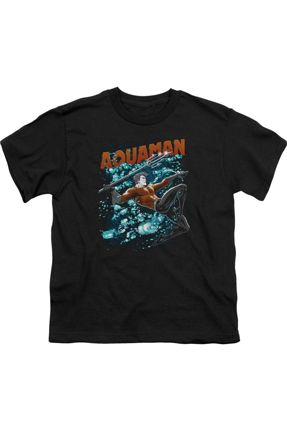 

Футболка с коротким рукавом для детей "Лига справедливости Америки: Аквамен с пузырями" Gildan, черный