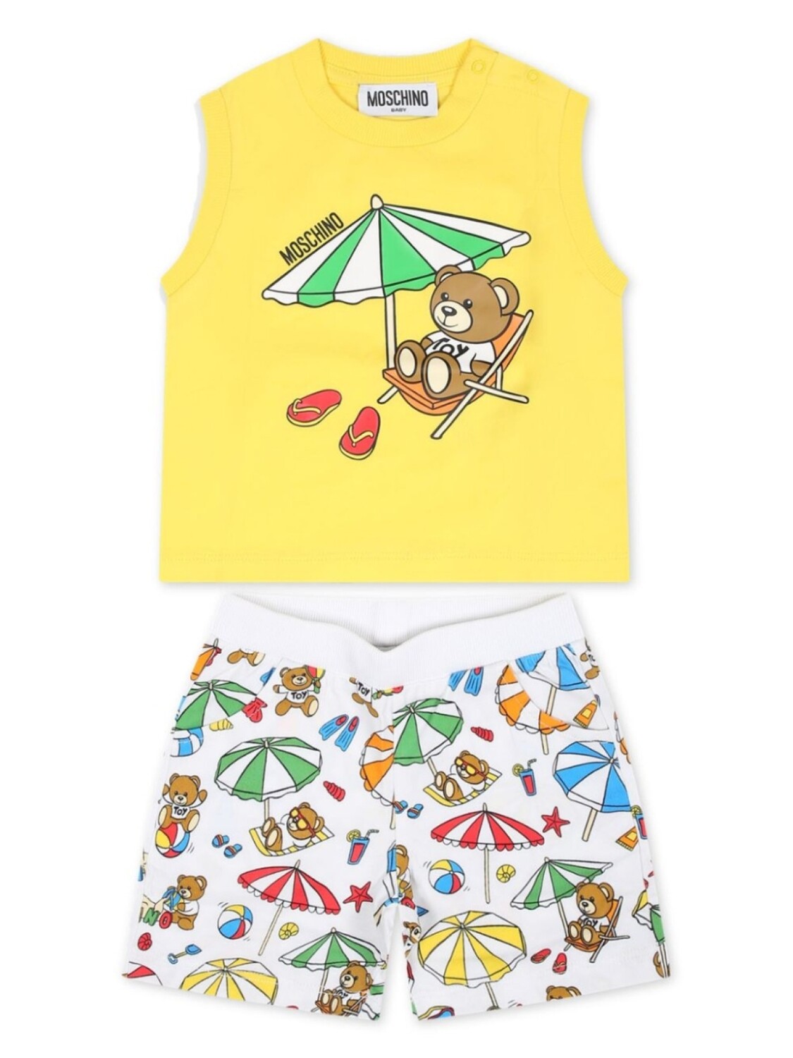 

Moschino Kids комплект из футболки и шортов с графичным принтом, желтый