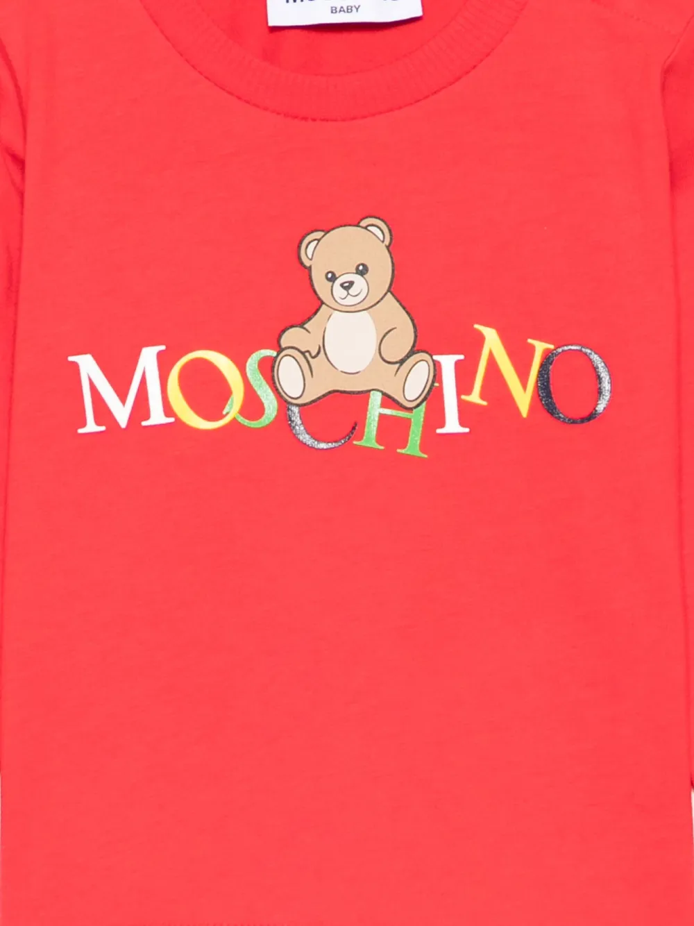 Топ с длинными рукавами и логотипом Тедди Moschino Kids, красный — фото 3