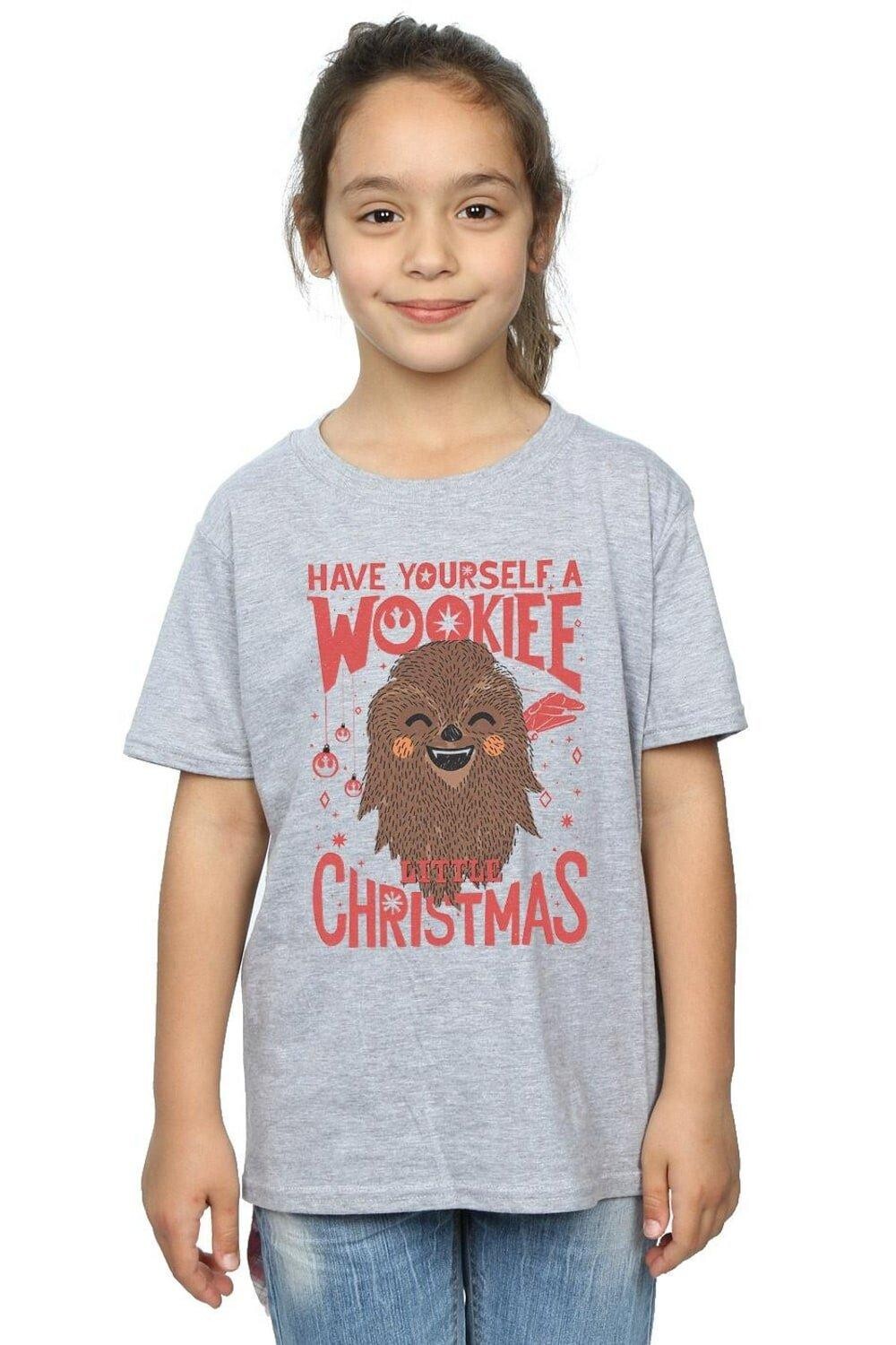 

Хлопковая футболка Wookie Little Christmas Star Wars, серый