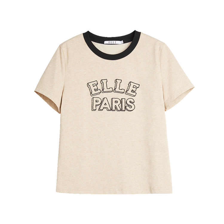 

ELLE Футболки женские, цвет хаки, круглый вырез, умеренная посадка