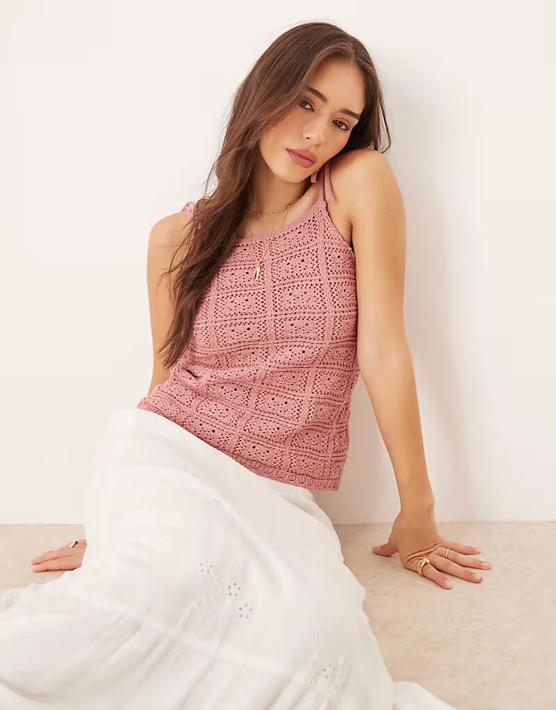 

Топ крючком ASOS DESIGN пыльно-розового цвета