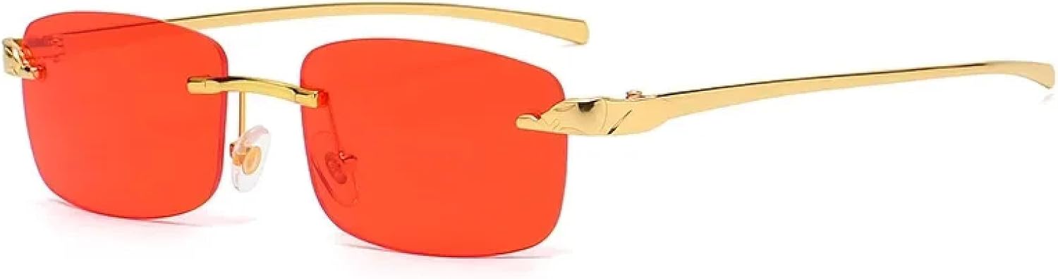 

Солнцезащитные очки с защитой от УФ-излучения UV400 | Без оправы, металлические, маленький размер | Для женщин и мужчин, для занятий спортом на открытом воздухе и вождения DSVIGF, Gold Red