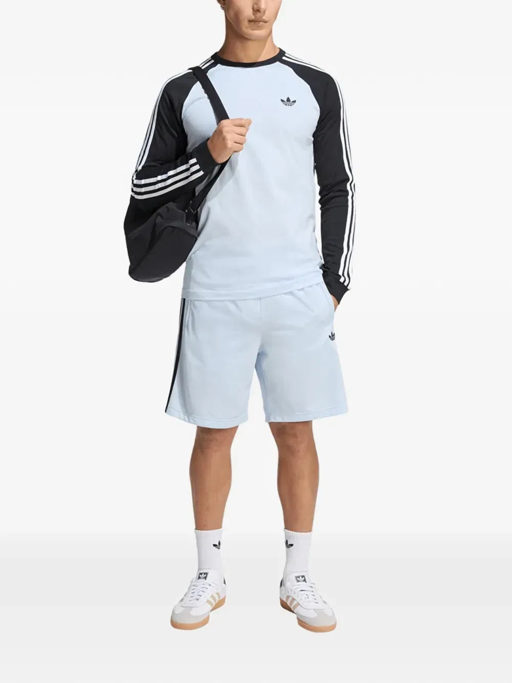 Футболка с регланными рукавами и 3 полосками Adidas, синий — фото 2