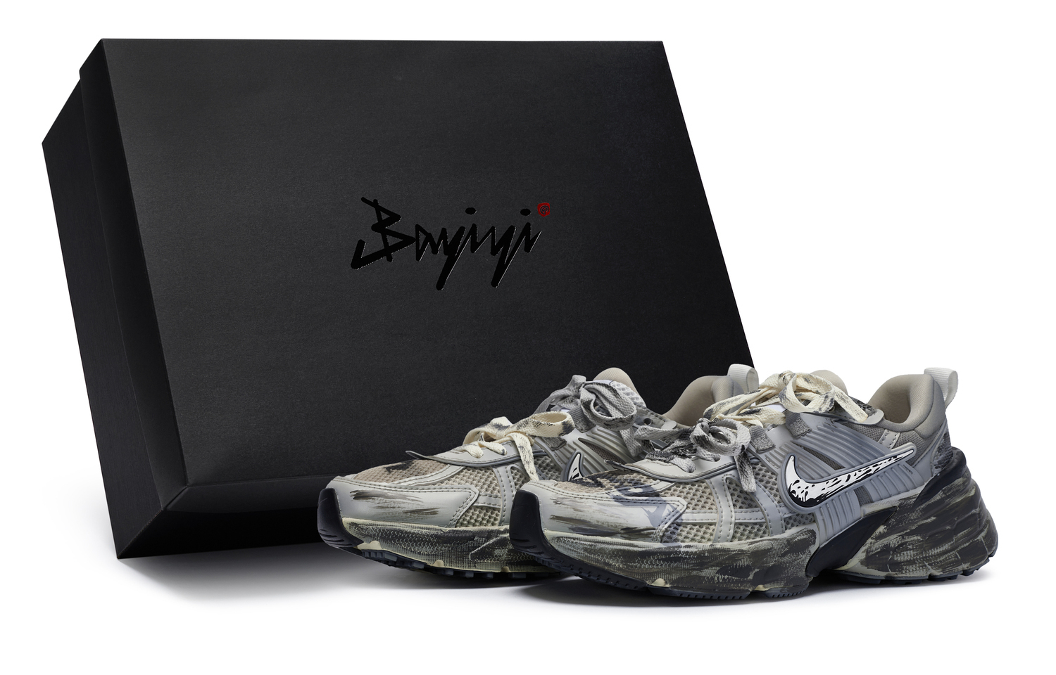 

Nike V2K Run нескользящие низкие кроссовки унисекс синий серый желтый, цвет Blue Gray Yellow