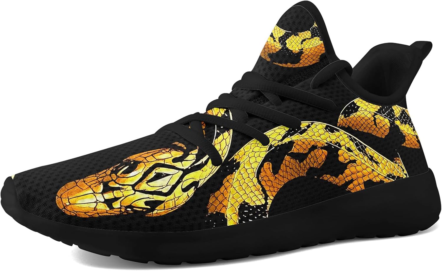 

Мужские кроссовки с принтом змея и цветами - легкие дышащие беговые обувь, стильные спортивные повседневные кроссовки для ходьбы Coolcustomize, желтый