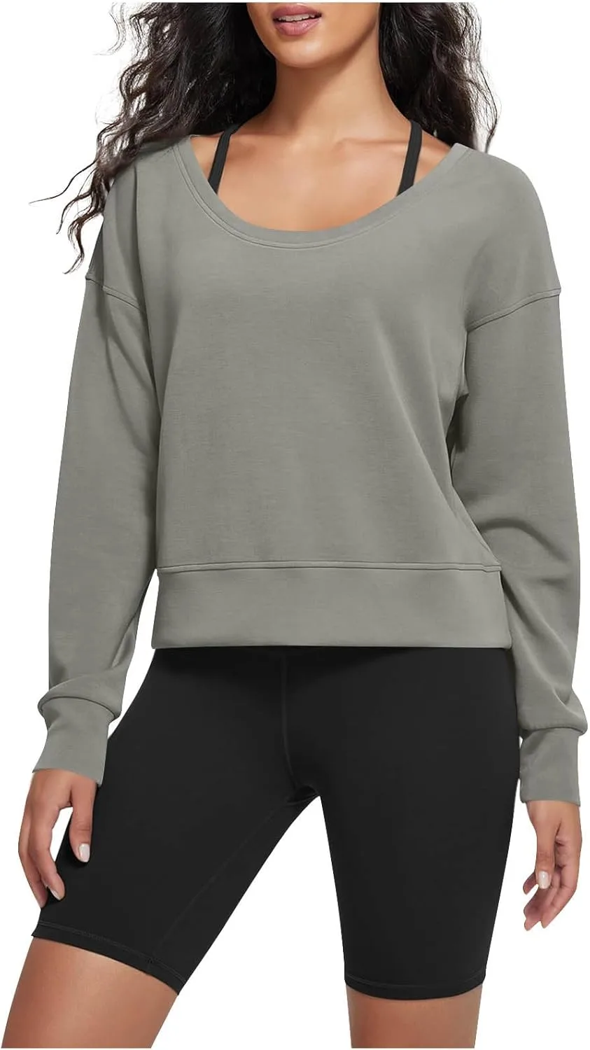 

Женский укороченный свитшот с длинным рукавом