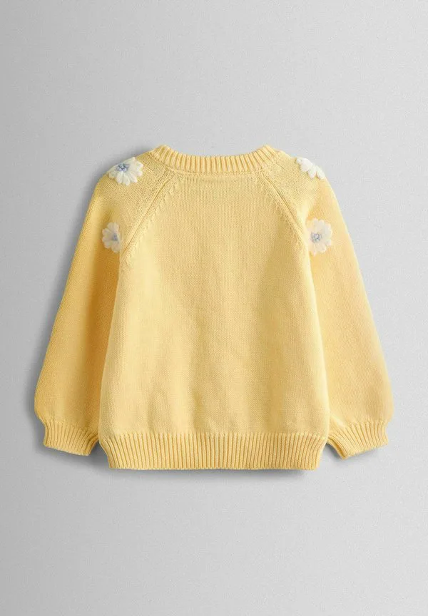 Кардиган прямого кроя с вышивкой в виде ромашек. Jojo Maman Bébé, Light Yellow — фото 2