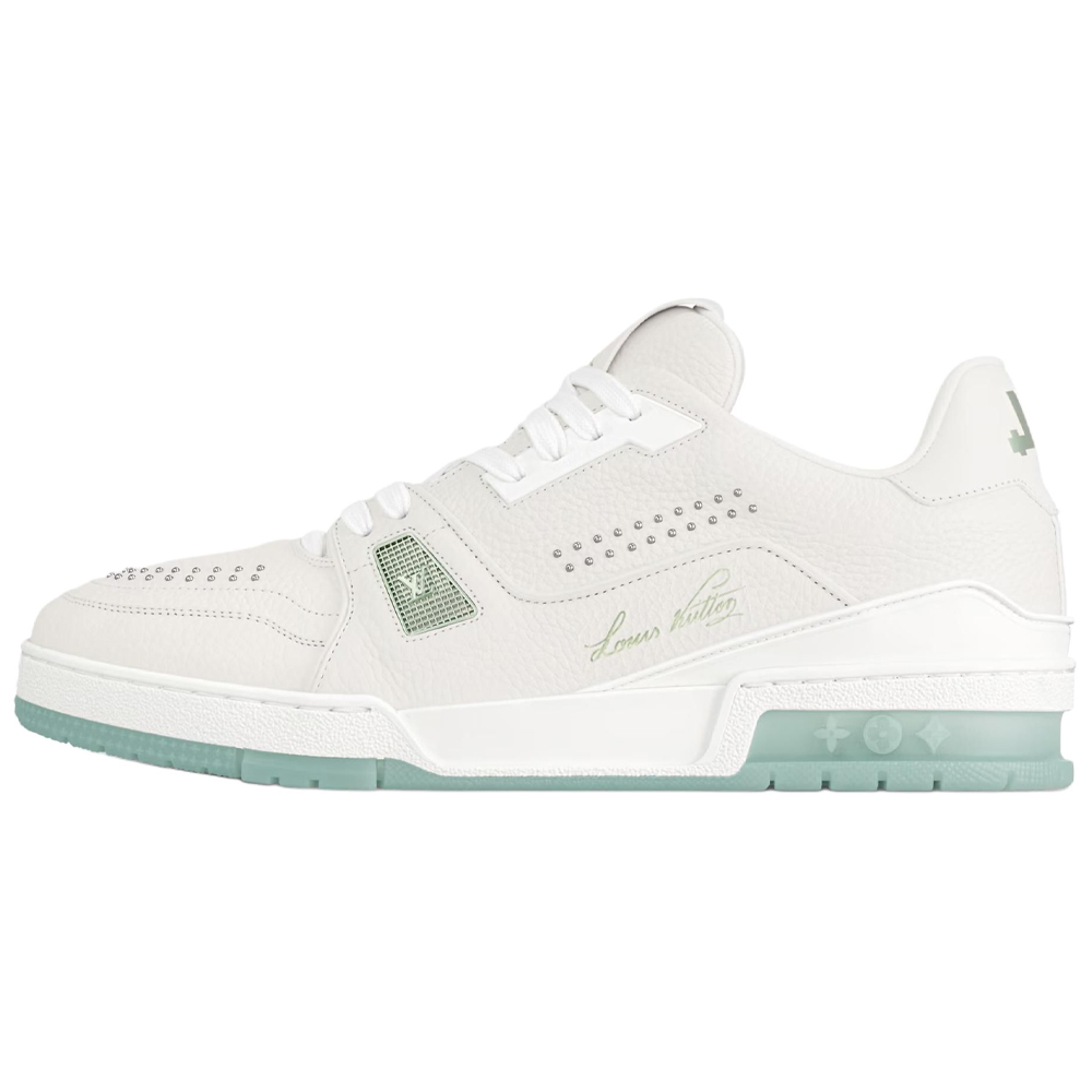 

LOUIS VUITTON Кроссовки для скейтбординга Trainer Low Top, мужские, белые, зеленые