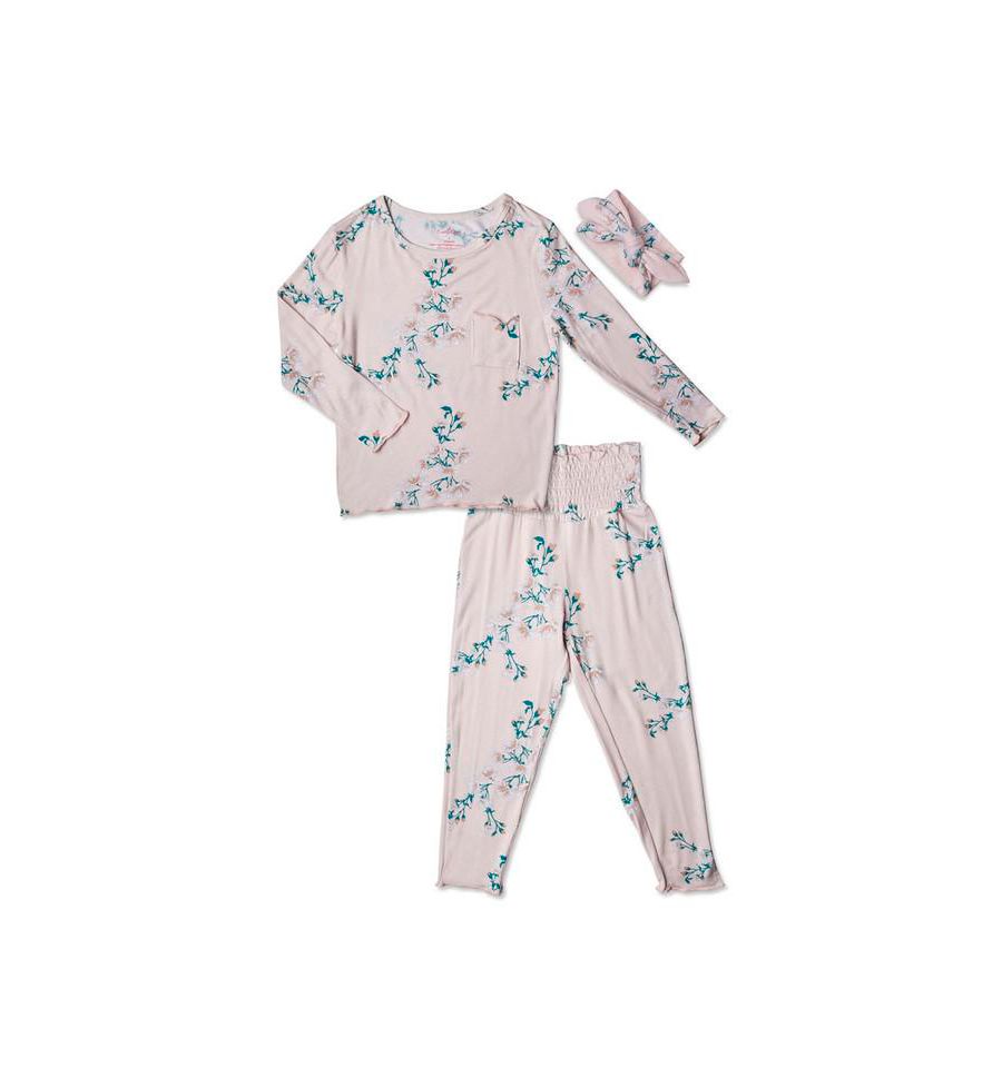 

Комплект для маленьких девочек: облегающая двухкомпонентная пижама с длинными рукавами и головной платок Чарли Everly Grey, Lily