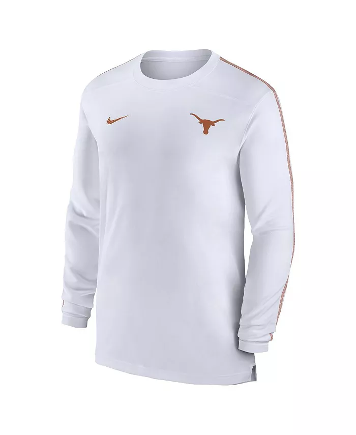 Мужская футболка с длинным рукавом Texas Longhorns 2024 Sideline Coach UV Performance Nike, белый — фото 2