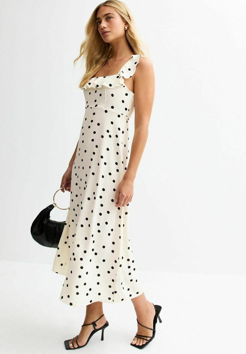 

Повседневное платье POLKA DOT RUFFLE TRIM MIDI New Look, кремовый