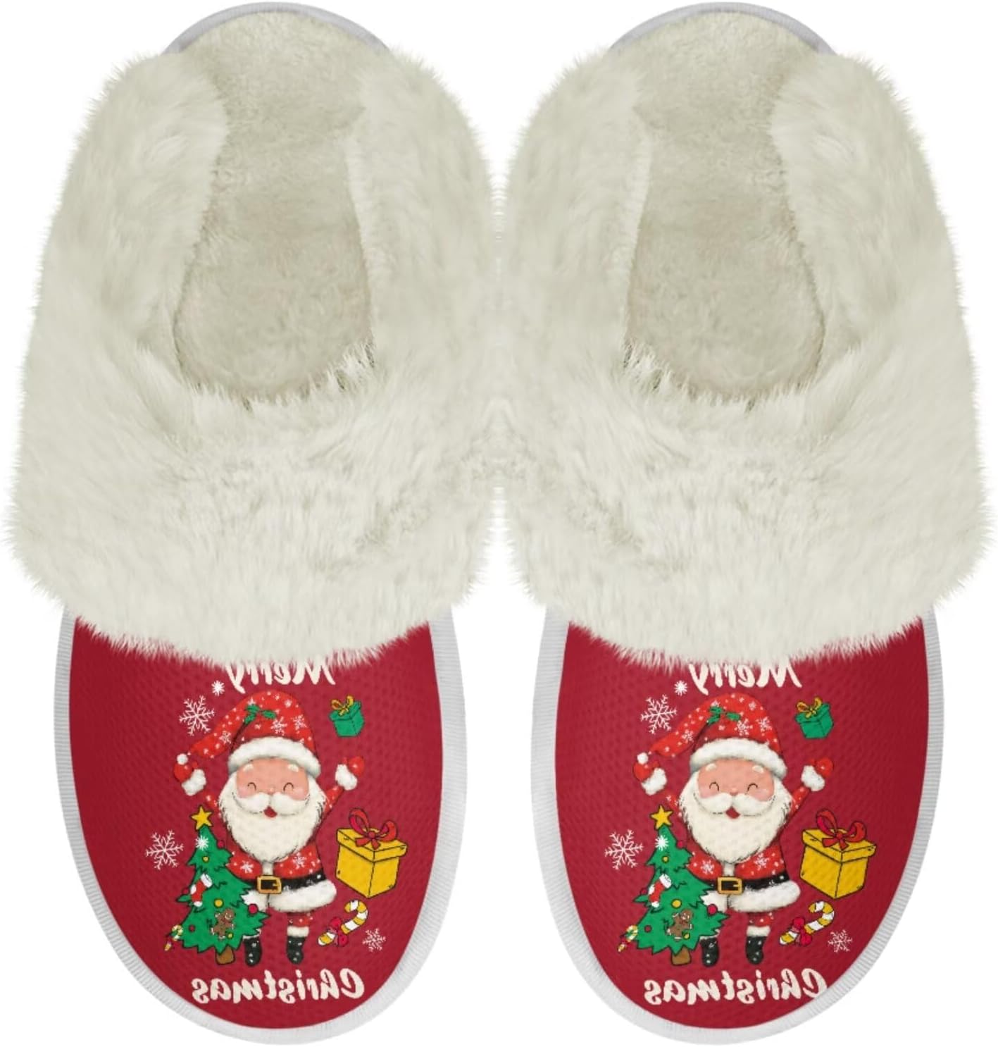 

Унисекс пушистые тапочки мягкие уютные зимние домашние тапочки для женщин и мужчин, легкие тапочки для пары, теплые домашние обувь Chririnla, Merry Christmas Santa Claus