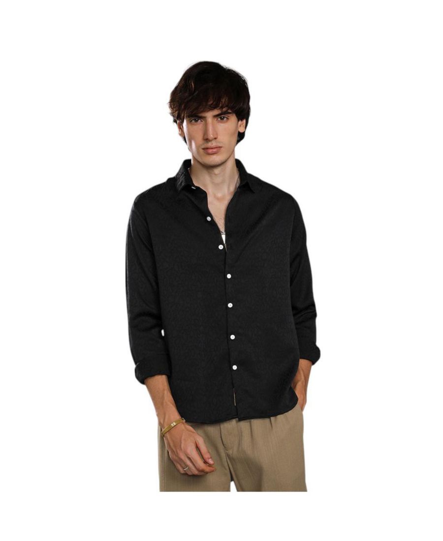 

Мужская рубашка Onyx Black с абстрактной текстурой Campus Sutra, Black