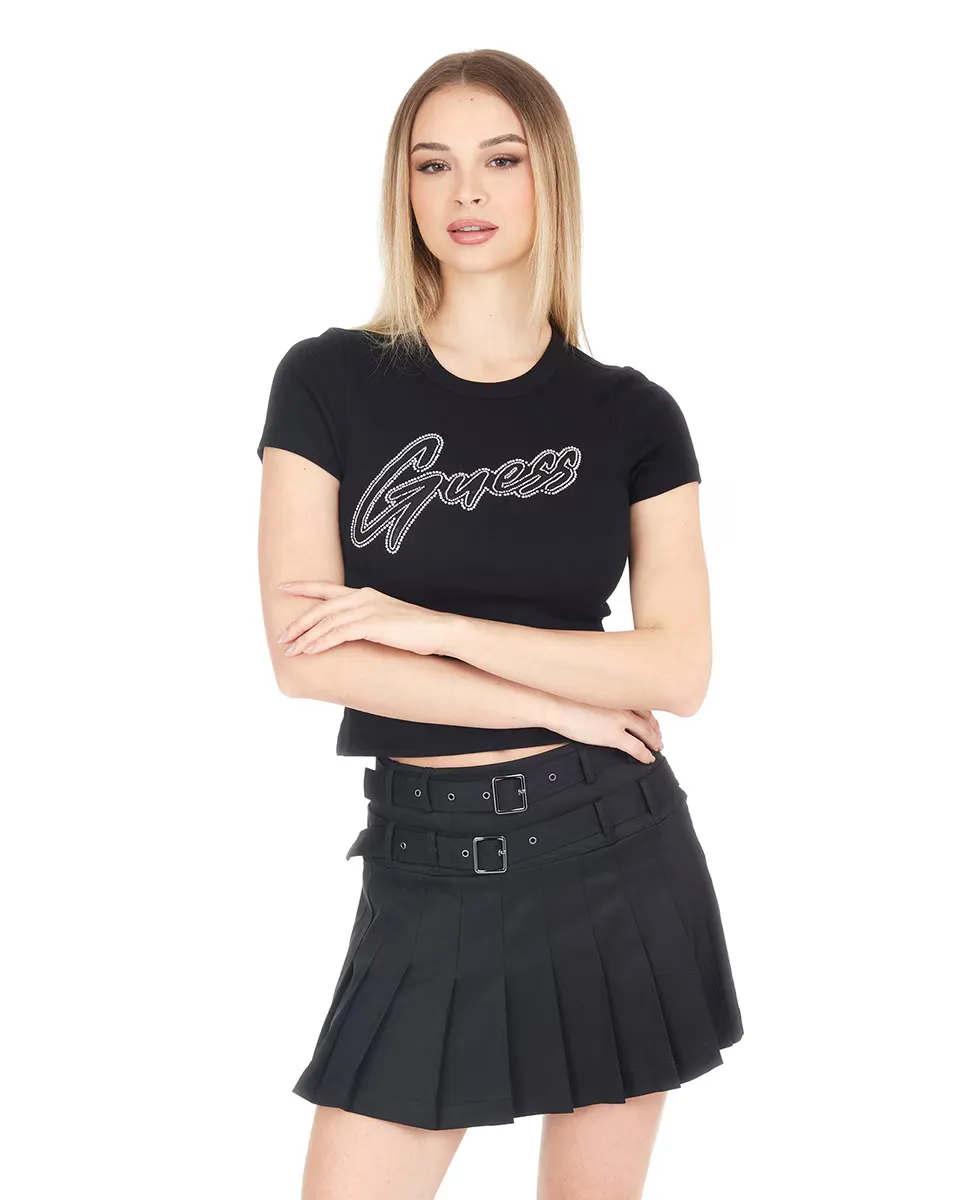 

Женская футболка с принтом и короткими рукавами Guess, черный