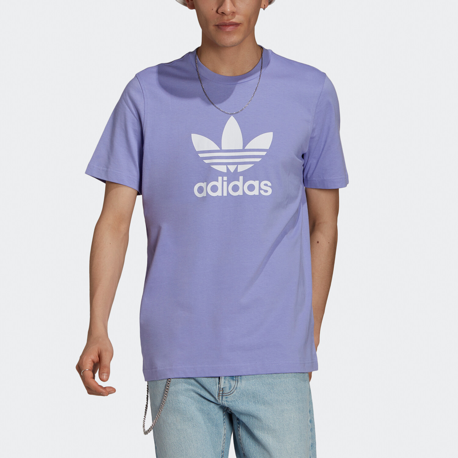 Футболка с трилистником мужская сиреневая Adidas Originals, светло-фиолетовый — фото 3