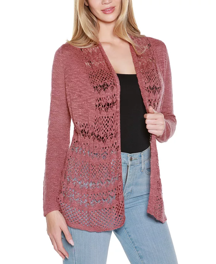 

Женский кардиган-свитер с открытой передней частью и ажурной отделкой Belldini, красный