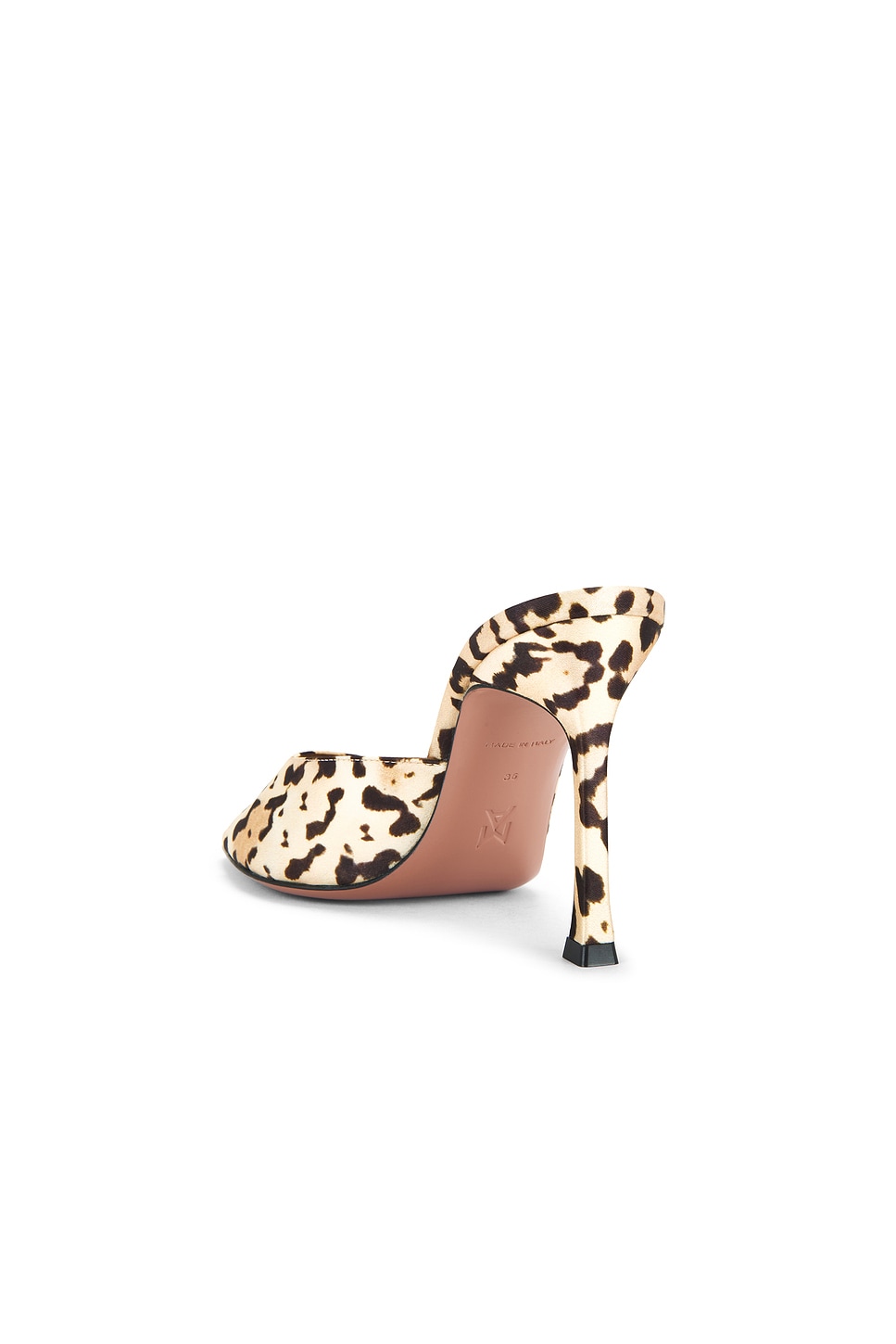 Alexa 95 Print Satin Slipper Мюли Amina Muaddi, Leopard — фото 3