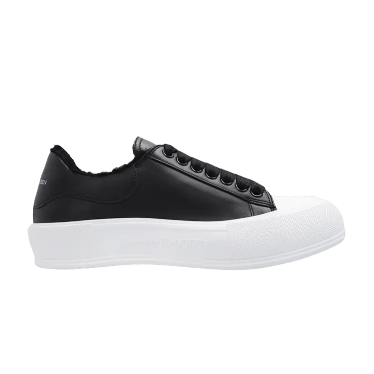 Кроссовки Alexander McQueen Wmns Deck Lace-Up Plimsoll 'Black White Shearling', черный