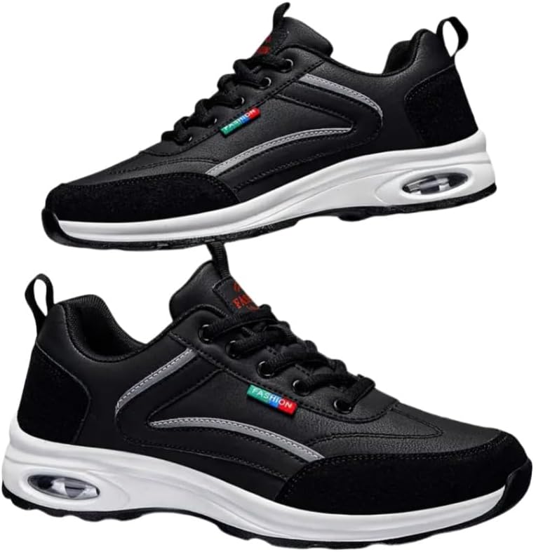 

Мужские кроссовки для бега по дорогам - повседневные и спортивные, двухцветные, с воздушной подушкой, прочной резиновой подошвой, удобной тканевой подкладкой, на шнуровке, низкие кроссовки на все сезоны Fmshi, черный