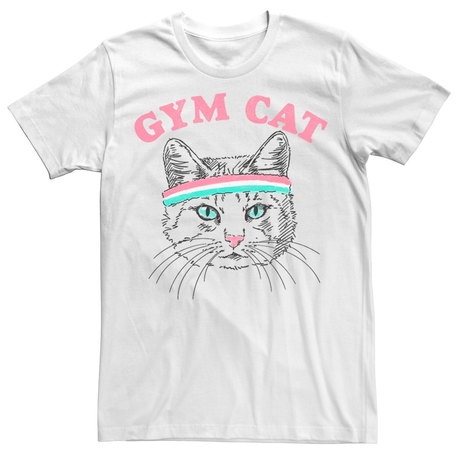 

Мужская футболка Gym Cat Outline с повязкой на голову Licensed Character, белый