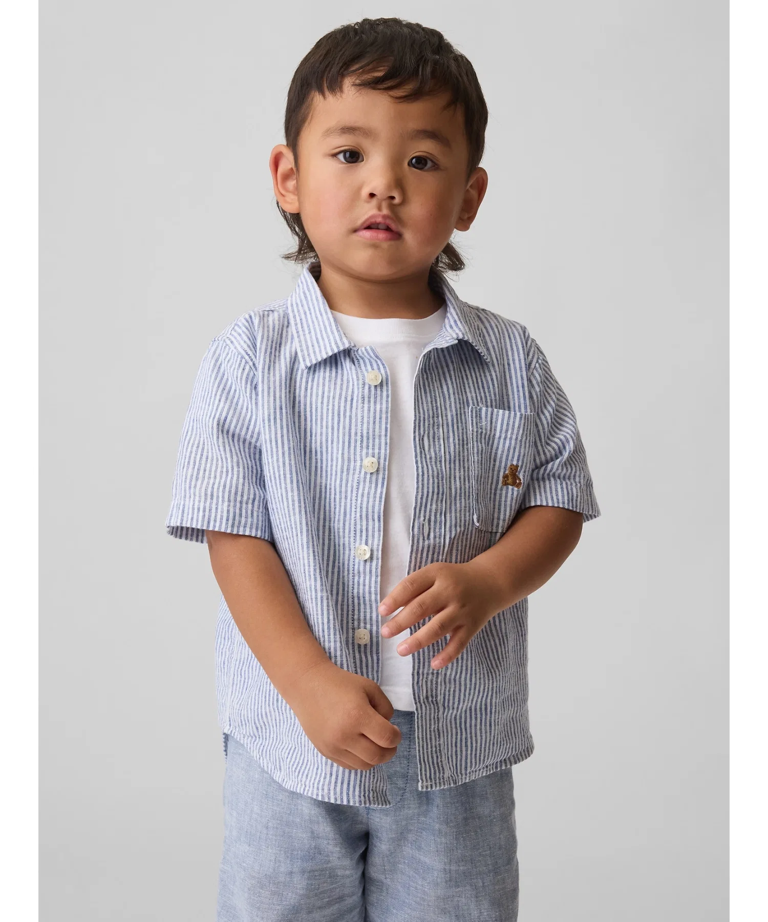 Детская рубашка GAP из хлопка и льна с коротким рукавом