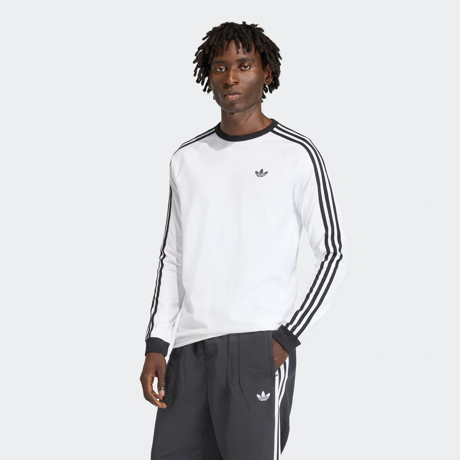 Мужская футболка с длинным рукавом Adidas 3-Stripes, белая