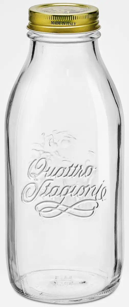 

Банка для консервирования Bormioli Rocco "Quattro Stagion", (набор, 12 шт.), герметично закрывающаяся, позолоченная крышка, 1 л 39х24,5х29,5 см, цвет klar